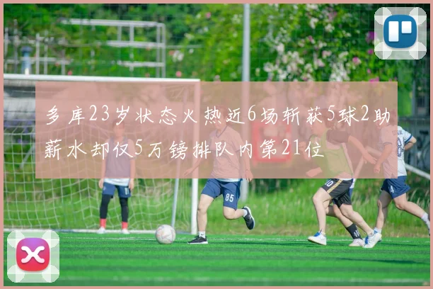 多库23岁状态火热近6场斩获5球2助薪水却仅5万镑排队内第21位